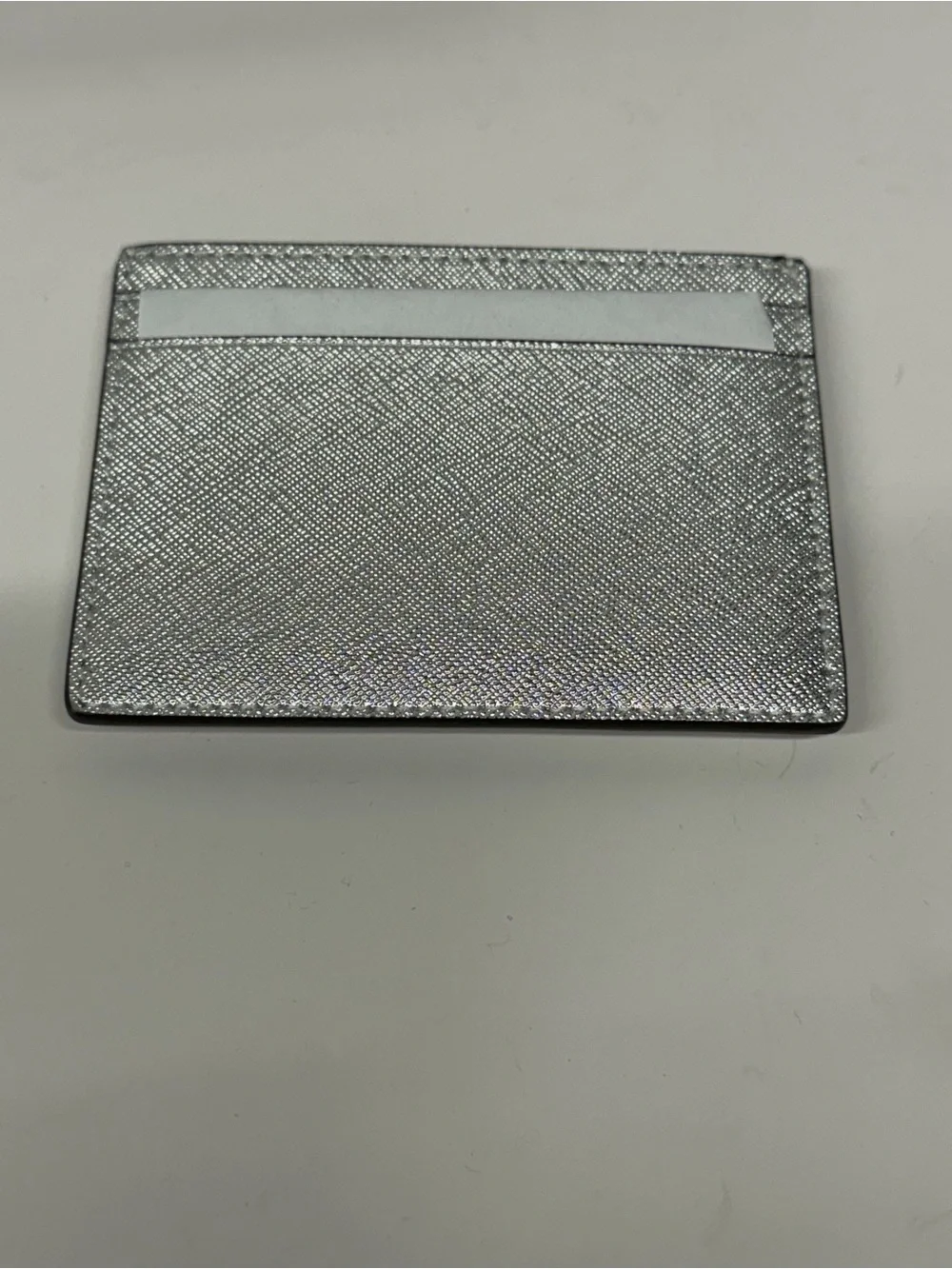 Kate Spade Kenzie Metallic Saffiano Card Holder Silver Lunar Light NIB